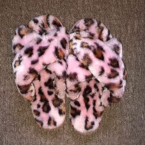 Fuzzy Cheetah print slippers!